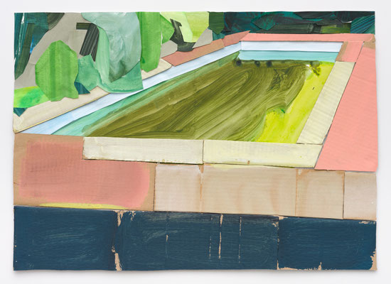 Dorine van der Ploeg, 2020, Zwembad VII, collage auf papier, 42 x 60 cm