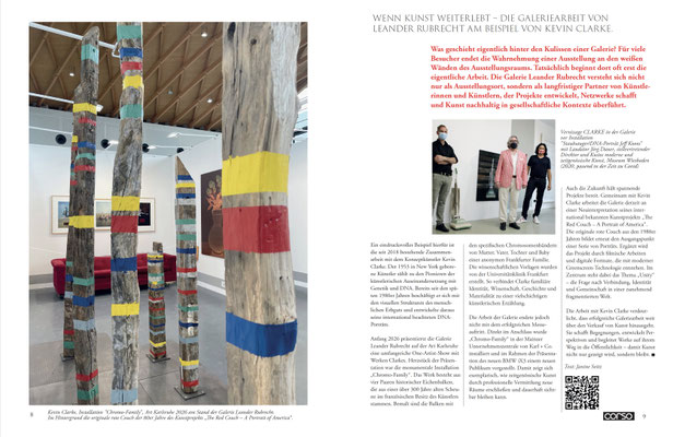 Artikel von Janine Seitz im Corso Magazin, 2026 - "Wenn Kunst weiterlebt" Galeriearbeit am Beispiel des Konzeptkünstlers Kevin Clarke, Galerie Leander Rubrecht, Wiesbaden