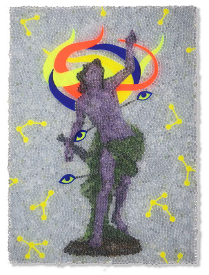 Johannes Nandu Kriesche - Zentrumsgeflüster 3, Mixed Media, 70 x 50cm, 2022 / aus der Serie: inside paradise