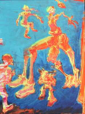 „Schritt und Abgrund“ 2025, Acryl und Ölkreide auf Leinwand 80 x 60 cm 