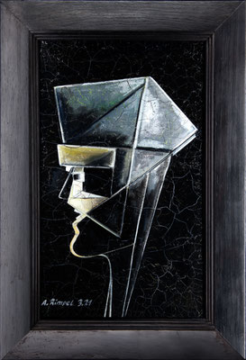 Kohlekumpel, 2021, Öl auf Holz mit altem Holzrahmen, 97 x 67 cm