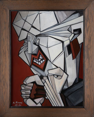 Weinende Frau 1 (Triptychon), 2025, Öl auf Holz in antiker Rahmung, je 77 x 61 cm