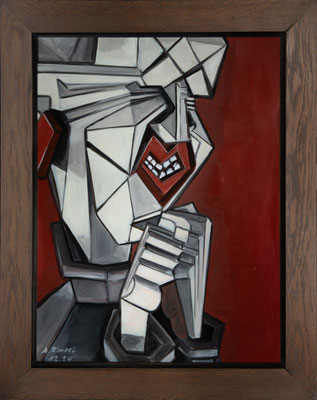 Weinende Frau 3 (Triptychon), 2025, Öl auf Holz in antiker Rahmung, je 77 x 61 cm