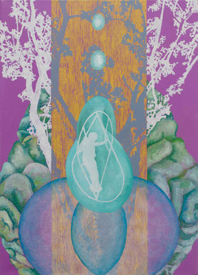Johannes Nandu Kriesche - inside oloid , Öl auf Leinwand, 80 x 60cm, 2021 / aus der Serie: inside paradise