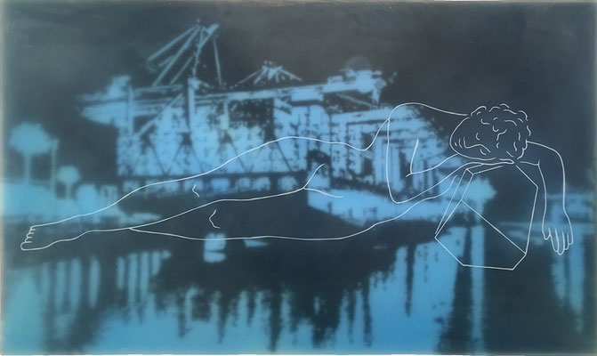Lob der Bescheidenheit 2.0, Paraffin auf Leinwand und Holz, 60x120cm, 2022