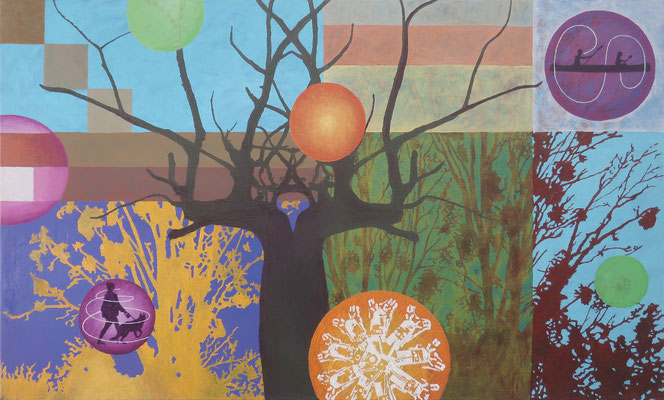 Johannes Nandu Kriesche - Inner Circle 4, 85x130 cm, Öl auf Leinwand, 2020