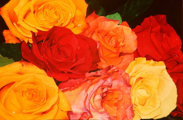 ROSENBOUQUET, Acryl auf Leinwand, acrylic on canvas, Original verkauft/sold