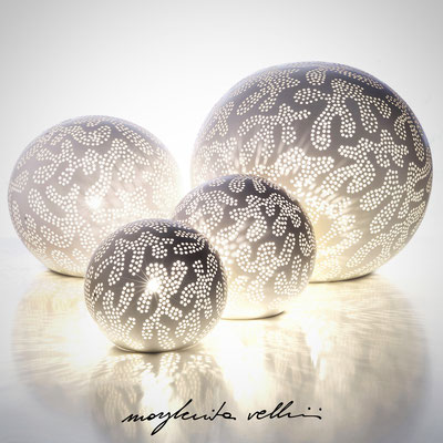 Sphere table/floor lamps GINGER matte white glaze. Margherita Vellini - Ceramic Lamps -  Home Lighting Design - Made in Italy