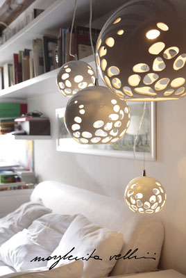 Pendant lamps BLOB shiny white  glaze. Margherita Vellini - Ceramic Lamps - Home Lighting Design - Made in Italy