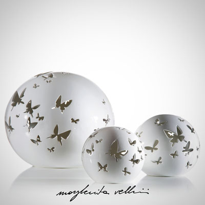 Table/Floor lamps FARFALLE shiny white glaze. Margherita Vellini - Ceramic Lamps -  Home Lighting Design - Made in Italy