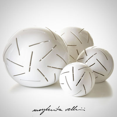 Sphere table lamps RADI  white glaze.  Margherita Vellini - Ceramic Lamps -  Home Lighting Design - Made in Italy