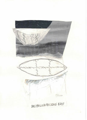 papiercollage, boot, boat
