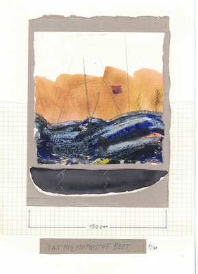 papiercollage, boot, boat