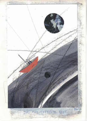 papiercollage, boot, boat