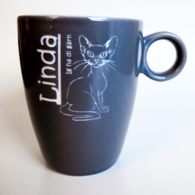 Tasse mit persönlicher Lasergravur Katze