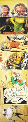 Invaders, 2001, Öl/Acryl/Dispersion auf Holz, 280 x 66 cm