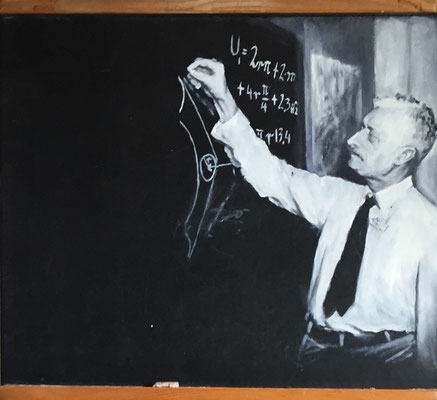 Planetenräume (Detail), 1999, weiße Ölfarbe auf Schiefertafel, 110 x 50 cm