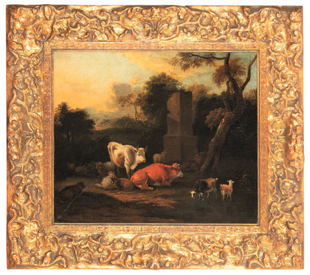 Michiel Carrée (1657-1727) | Oude Meesters 17de eeuw | Olieverf op doek | Doekmaat: 41 cm. x 49 cm. | "Pastorale scene" | Prijs: 5.500,= euro | Met echtheidscertificaat en taxatierapport