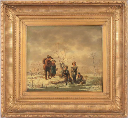 Gerrit Hendrik Gobell (1786-1833) | Hollandse Romantiek 19de eeuw | Olieverf op doek | Doekmaat: 28,5 cm. x 32,5 cm. | Gedateerd: 1827 | Taxatiewaarde 5.000,= euro | Onze scherpste prijs: 2.950,= euro | Met echtheidscertificaat!