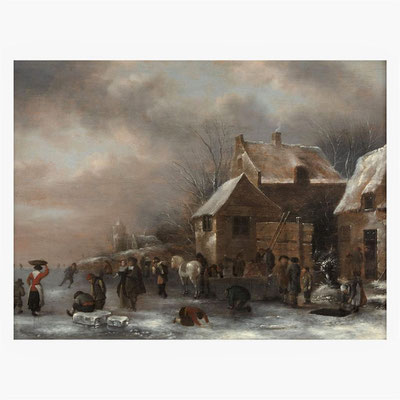 Nicolaes Molenaer (1626/1629-1676) | 17de eeuw | Oude Meesters | Olieverf op paneel | Paneelmaat: 47 cm. x 62,2 cm. | "Hollands wintergezicht met schaatsers" | Taxatiewaarde: 19.500,= euro | Onze prijs: 14.500,= euro | Met echtheidscertificaat