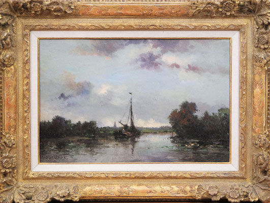 Jan van der Linde (1864-1945) | Amsterdamse impressionist | Olieverf op doek | Doekmaat: 28 cm. x 42 cm. | "Polderlandschap" | Taxatiewaarde: 1.750,= euro | Onze scherpste prijs: 1.495,= euro | Met echtheidscertificaat!
