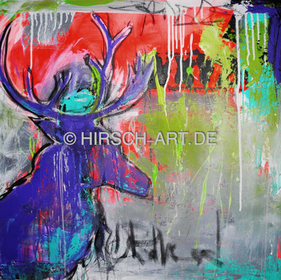 Hirsch - lila, 2013, 80 x 80 cm