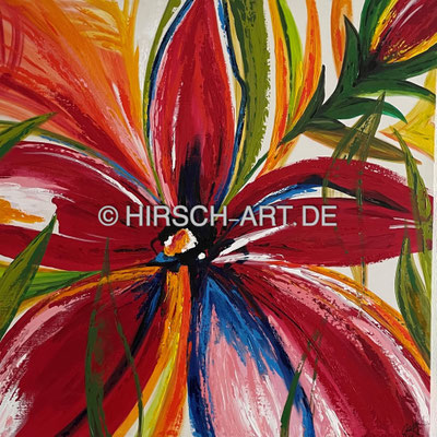 Blume rot - abstrakt, 2024, 100 x 100 cm