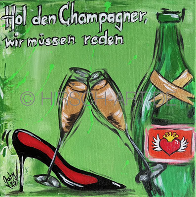 Hol den Champagner grün I, 2025, 30 x 30 cm (verkauft)