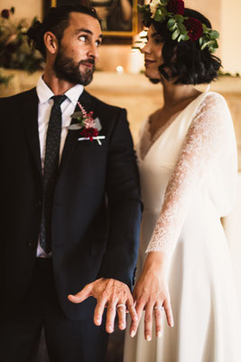 robe de mariée romantique crêpe et dentelle de Calais