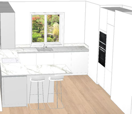 Cuisine blanche 3D par cuisine intérieur design Toulouse 