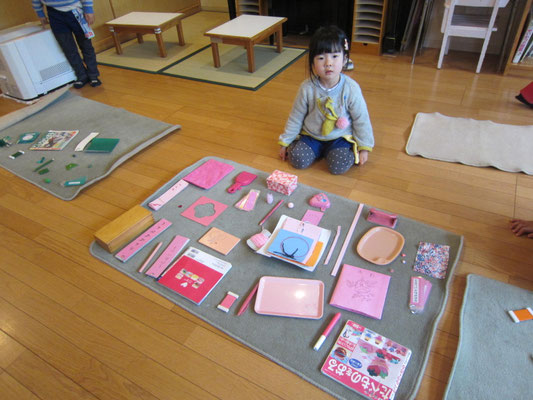 「色板」色集め。お部屋からピンクの仲間をたくさん見つけたよ！