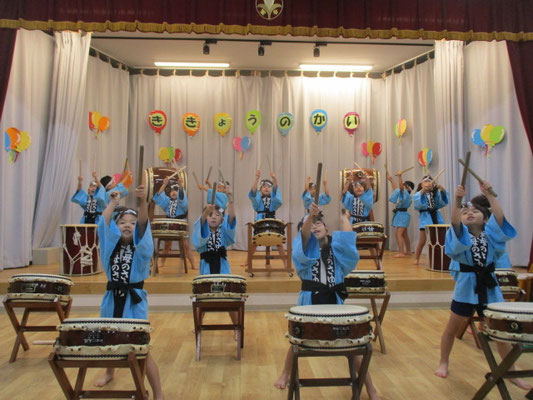 ５歳児和太鼓「エビカニクス」