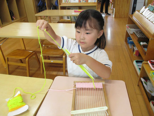 織機の毛糸を１０回まくよ