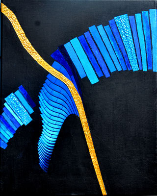  "blaue tuba" 4o/5o cm mixed media auf leinwand