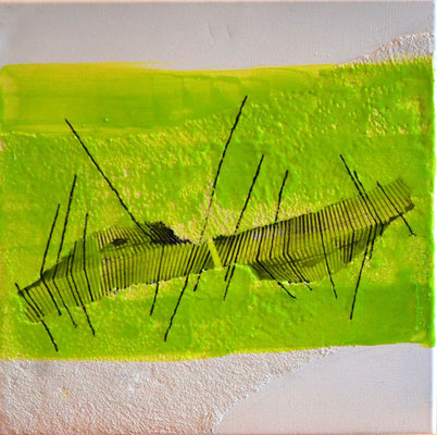 "die reste vom fisch" 3o/3o cm mixed media auf leinwand