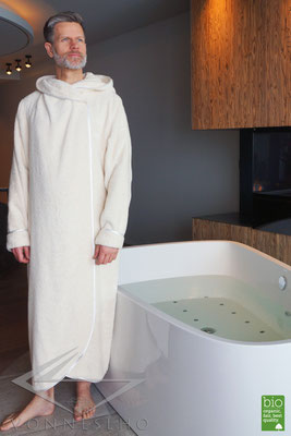  luxus Designer Bio Bademantel mit Kapuze, Saunamantel, Wellness & Spa, Morgenmantel