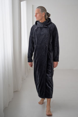 schöner Bio Bademantel extra lang Luxusbademantel Bathrobe Designerbademantel mit Kapuze
