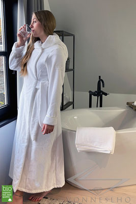 eleganter Exklusiver Herren Damen Bio Bademantel extra lang mit Kapuze Spa Luxusbademantel Wellness 