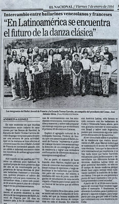 Interkultureller Austausch mit dem Jeune Ballet de France. El Nacional, 1994. Caracas-Venezuela.