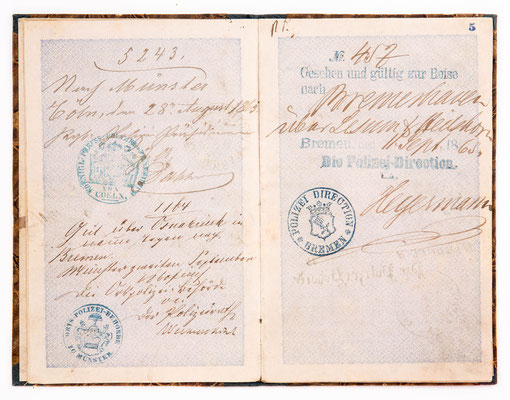 Wanderbuch des Böttchergeselle Heinrich Reinebeck aus Gifhorn, Königreich Hannover 1865