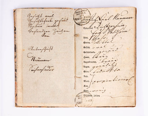 Wanderbuch des Seifensieder Johan Carl Naumann von Richzenhain bei Waldheim, 1819-1821