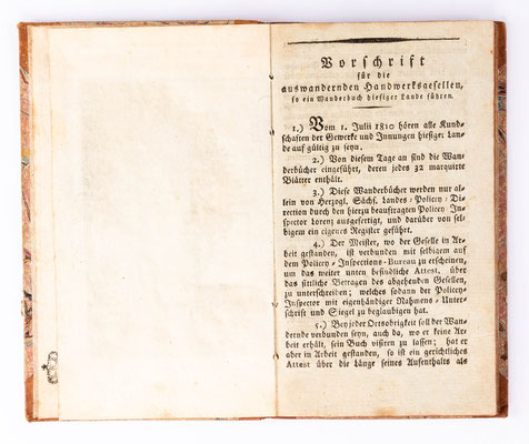 Wanderbuch des Handwerksgesellen, Friedrich Benther von Marcksuhl, Chirurg und Barbier, Großherzogthum Sachsen-Weimar-Eisenach 1818