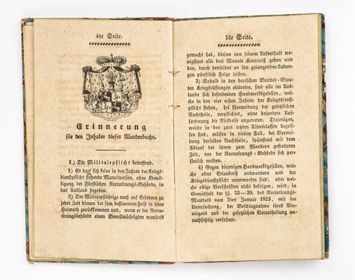 Wanderbuch des Bäckergeselle Fanz Maier Brehme, Gera 1838