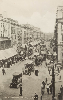 Postkarte der New Oxford Street, London (Poststempel 13. Jan. 1927)