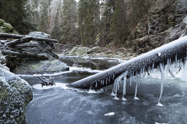 Die Wutachschlucht, Winterfoto, der Flusslauf