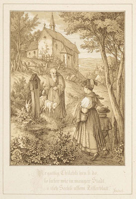 Lithographie Nr. 3, von Lucian Reich, aus Wanderblühten, Hüfingen, 1855