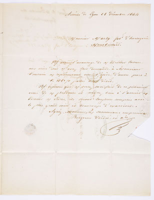 28. Dezember 1844, Brief von Bergeron Verdie & Cie (Lyon) an S. Marti & Cie. (Montbéliard), Inhalt