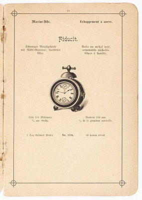 Uhrenkatalog der Firma "Gebrüder Junghans" in Schramberg, aus dem Jahre 1889, Seite 19