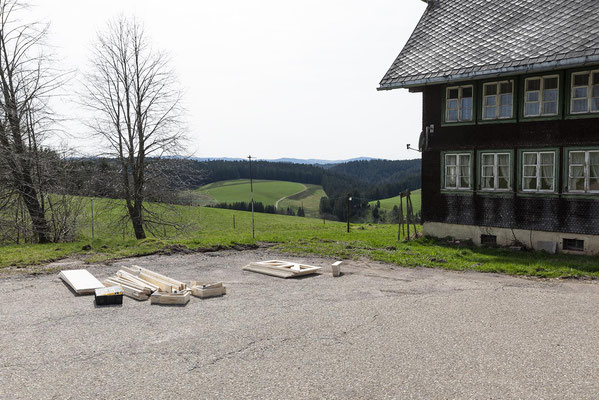 Das Heimatmuseumschwarzwald Pop-up-Museum, der Rohbau des Häuschens