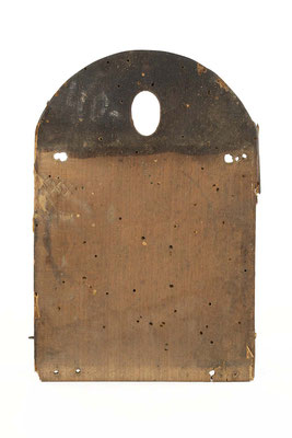 Schwarzwälder Surrer, mit Händleretiket aus Italien, Schwarzwald um 1860, Rückwand von innen